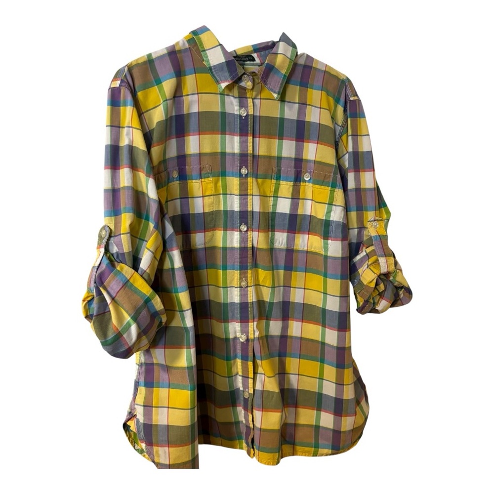 Lauren Ralph Lauren Multicolor Plaid Button Down Rolled Tab Preppy Shirt Large